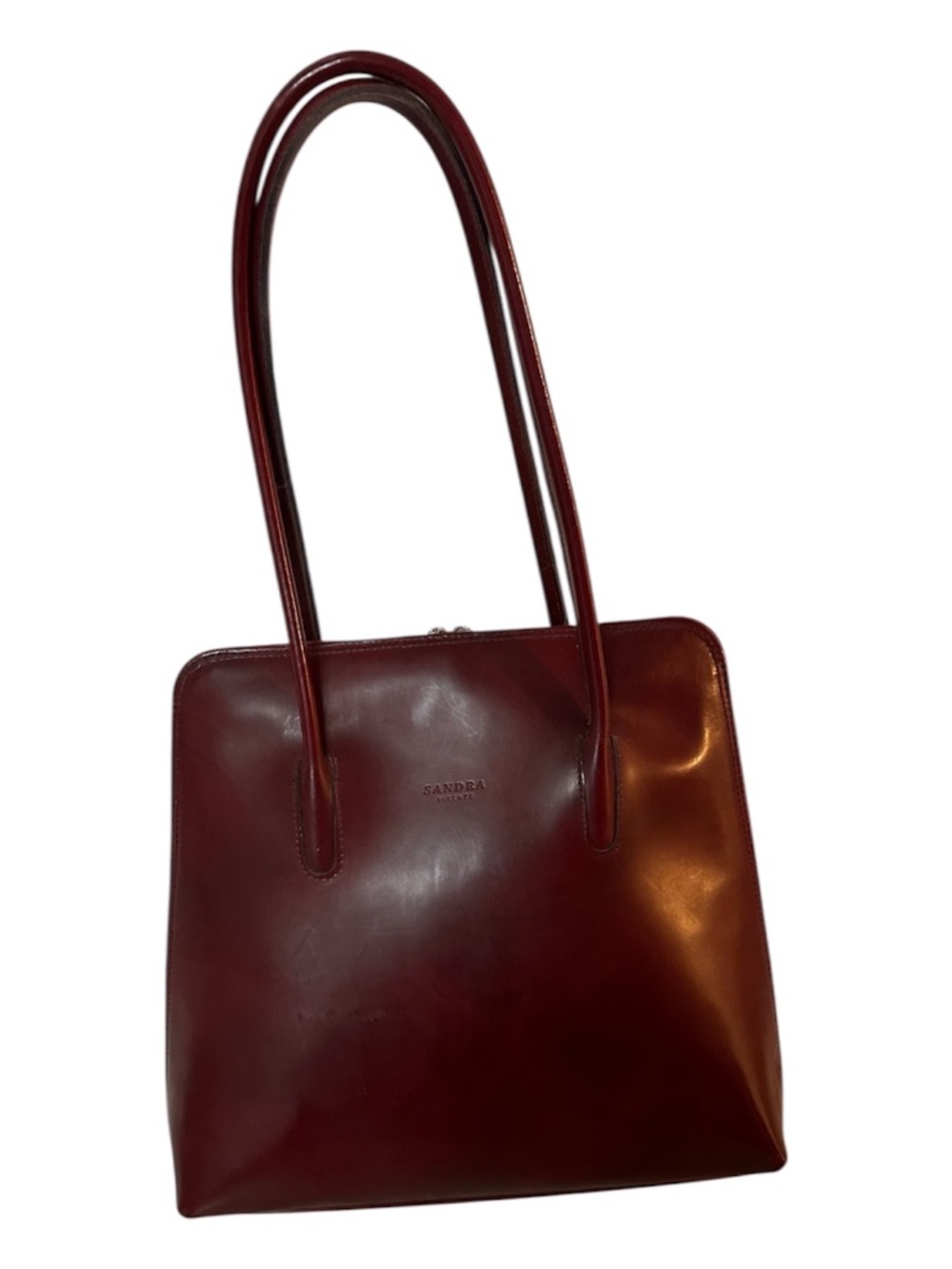 Vintage Firenze Burgundy Leather Structured Tote Bag Made & Purchased in Italy